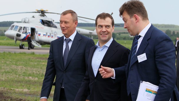 Председатель Правительства Российской Федерации Д.А.Медведев посетил ферму крупного рогатого скота Котляково